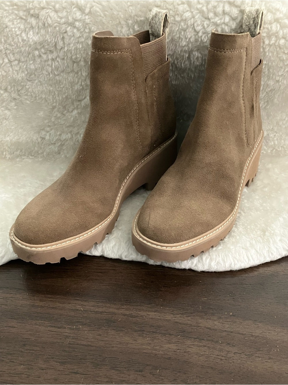 Dolce Vita | Suede Chelsea Platform Ankle Boots - Taupe - Picture 3 of 12